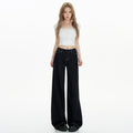 Women's Denim Wide-Leg Jeans - Low-Waist Loose Slim Straight Ankle-Length Pants