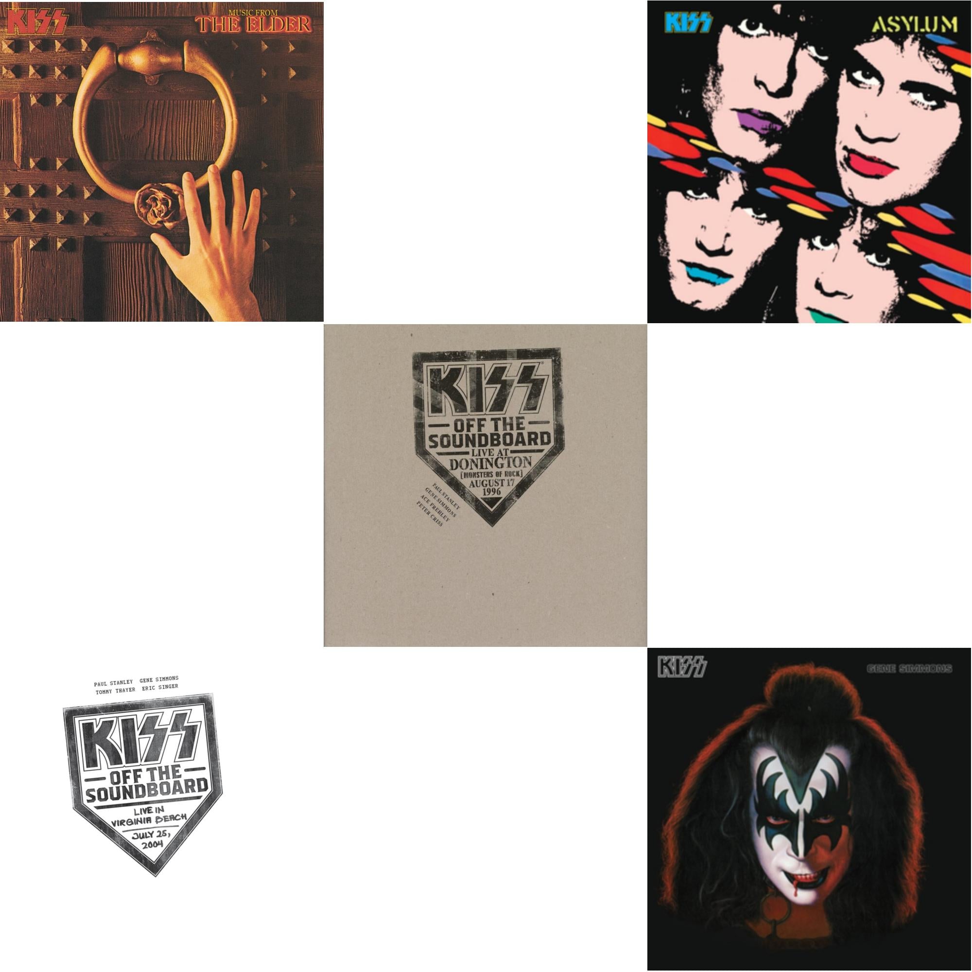 Music From The Elder (Half-Speed Master/Clear LP Vinyl/180G) & Kiss Off The Soundboard: Live In Virginia Beach (3LP) & Kiss Off The Soundboard: Donington 1996 (Live) (3LP) & Asylum & Gene Simmons