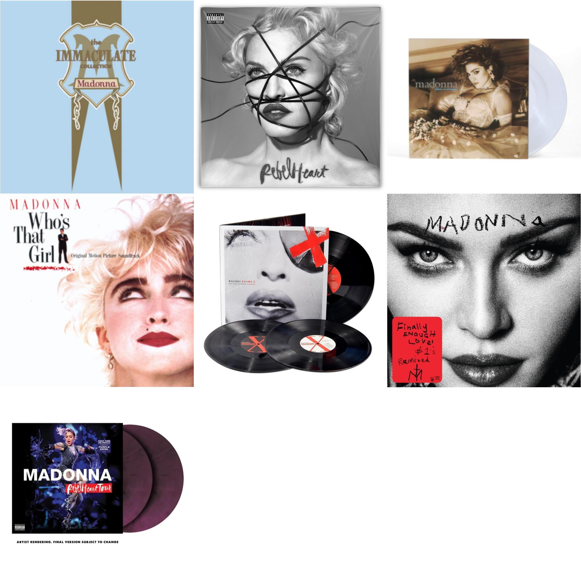 Rebel Heart Tour (X) (Purple Galaxy Swirl Vinyl/2LP) & Rebel Heart & Madame X (Live) (3LP) & Finally Enough Love (2LP) & Like A Virgin & Immaculate Collection (2LP) & Who's That Girl Ost (Back 2 The 80S) (I)