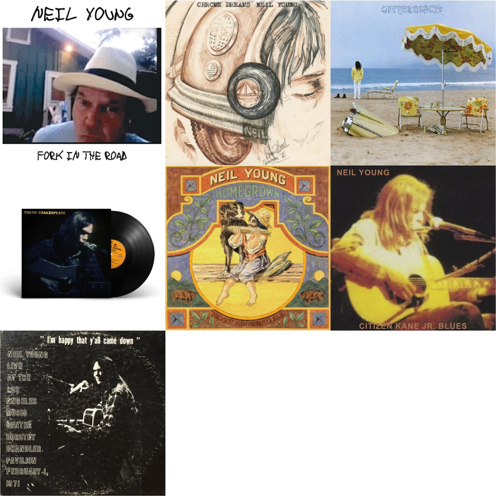 Chrome Dreams (2LP) & Citizen Kane Jr. Blues 1974 (Live At The Bottom Line) & Dorothy Chandler Pavilion 1971 & Young Shakespeare & Homegrown & On The Beach & Fork In The Road (140G)