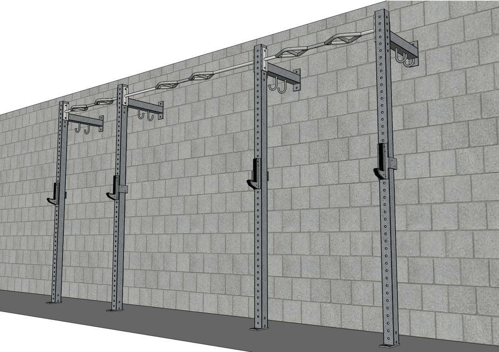 TGrip Commercial 14' Low Profile Wall Mount Rig - 3x3 Steel - Functional Multi-Grip Pull-Up - Sandwich Style J-Hooks