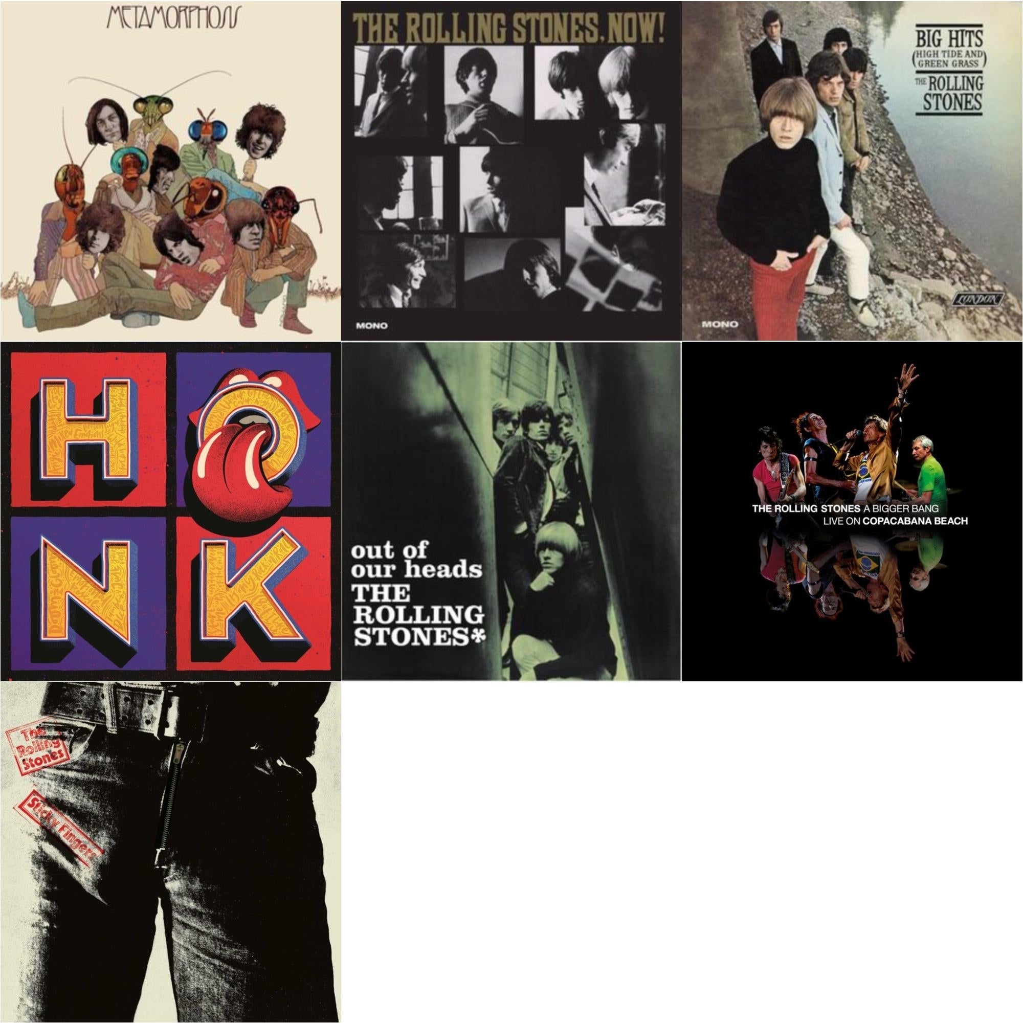 Out Of Our Heads (Uk) & Big Hits (High Tide Green Grass LP Vinyl) & Metamorphosis & Rolling Stones, Now! & Bigger Bang Live On Copacabana Beach (Multi Color Vinyl/3LP) & Sticky Fingers & Honk (Translucent Red Vinyl/2LP)