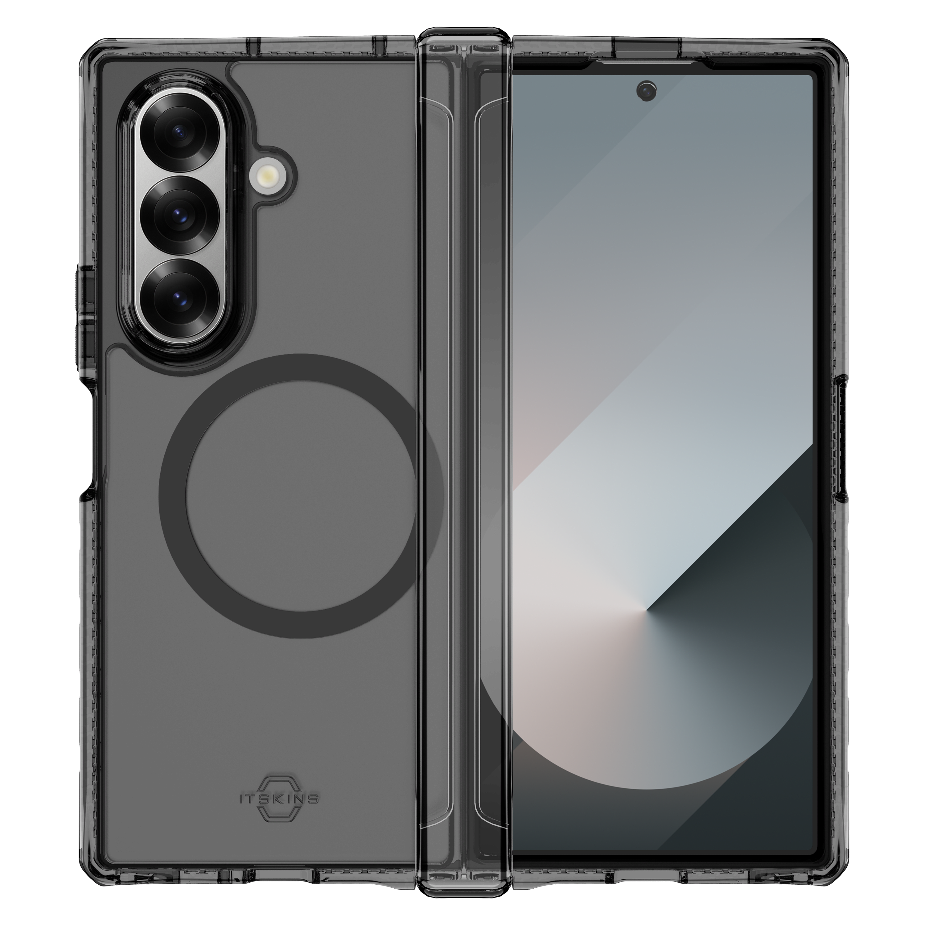 Itskins Hybridr Clear Hinge MagSafe Case for Samsung Galaxy Z Fold7 - Smoke and Transparent