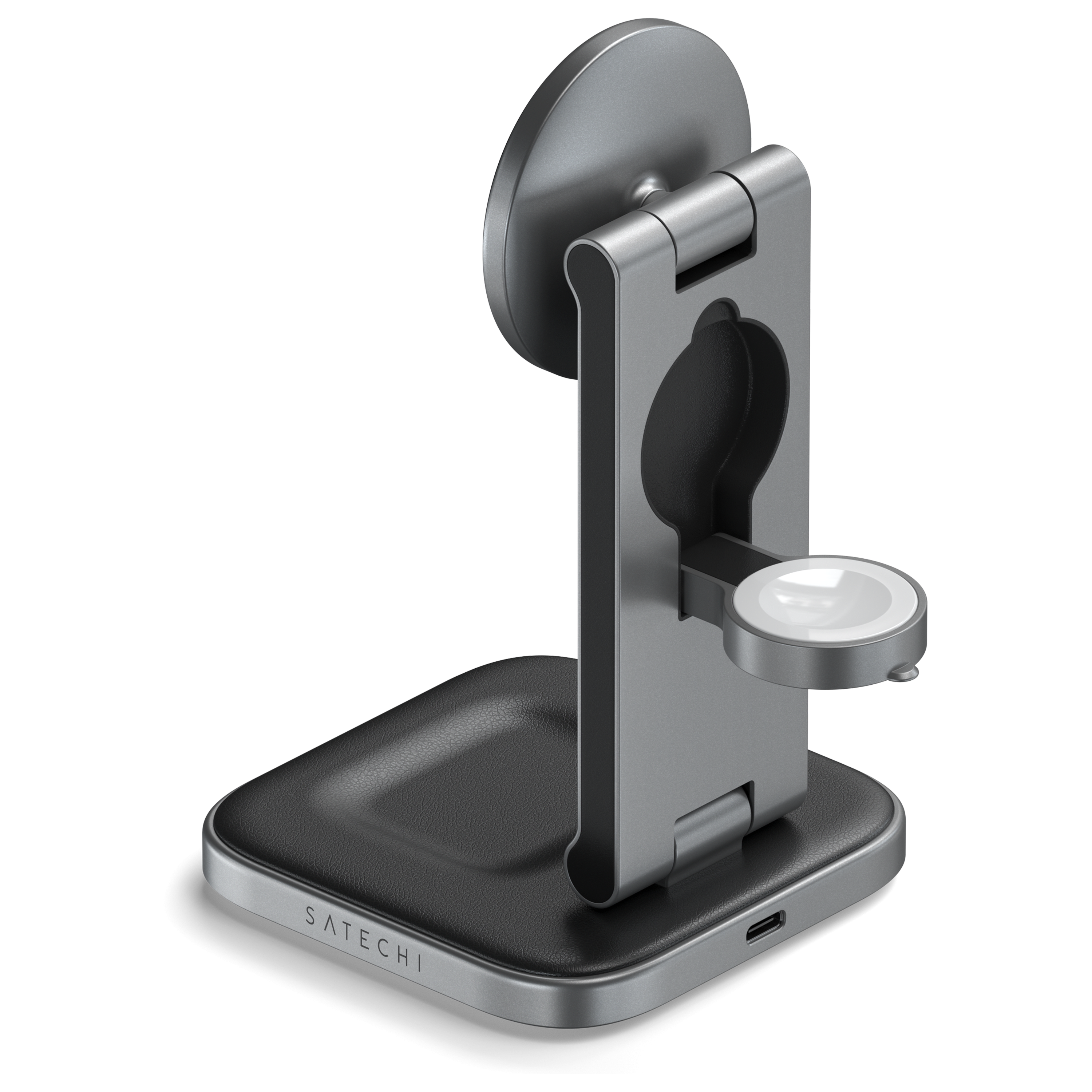 Satechi 3-in-1 Foldable Qi2 Wireless Charging Stand - Space Gray