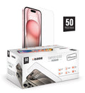 xBase 50 Pack Bulk Tempered Glass Screen Protector for iPhone 16/15/15 Pro - BULK - 50 Pack