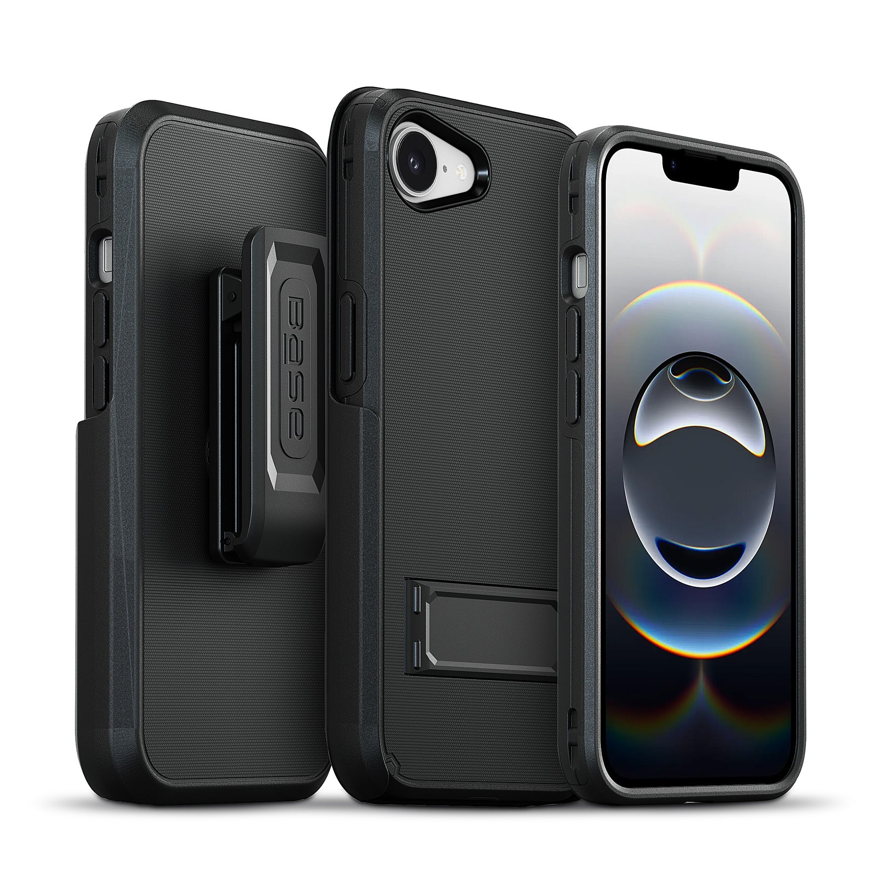 xBase iPhone 16E Duraclip Series Combo Case MagSafe Compatible with Belt Clip Holster - Black