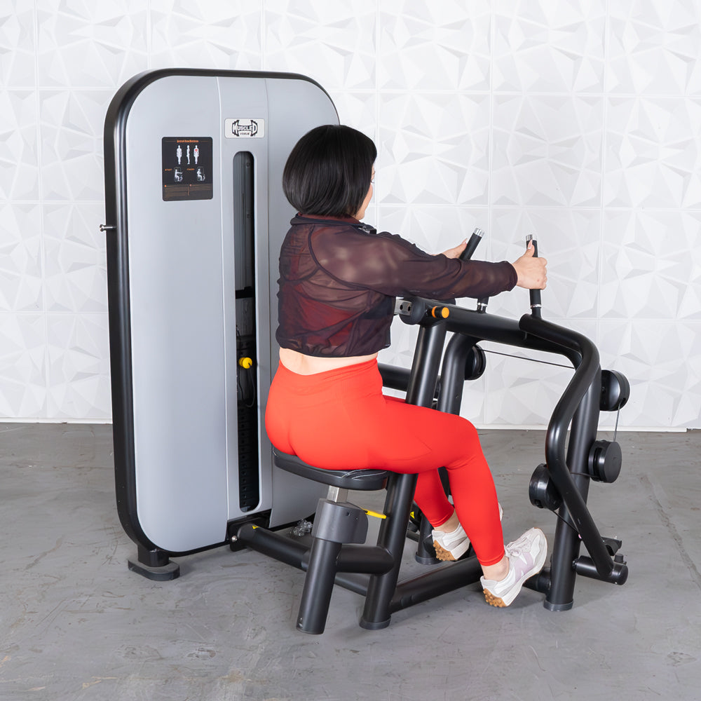 Vogue Seated Row - Muscle D Fitness -  Adjustable Seat - Pin Selectorized - Lat Workout