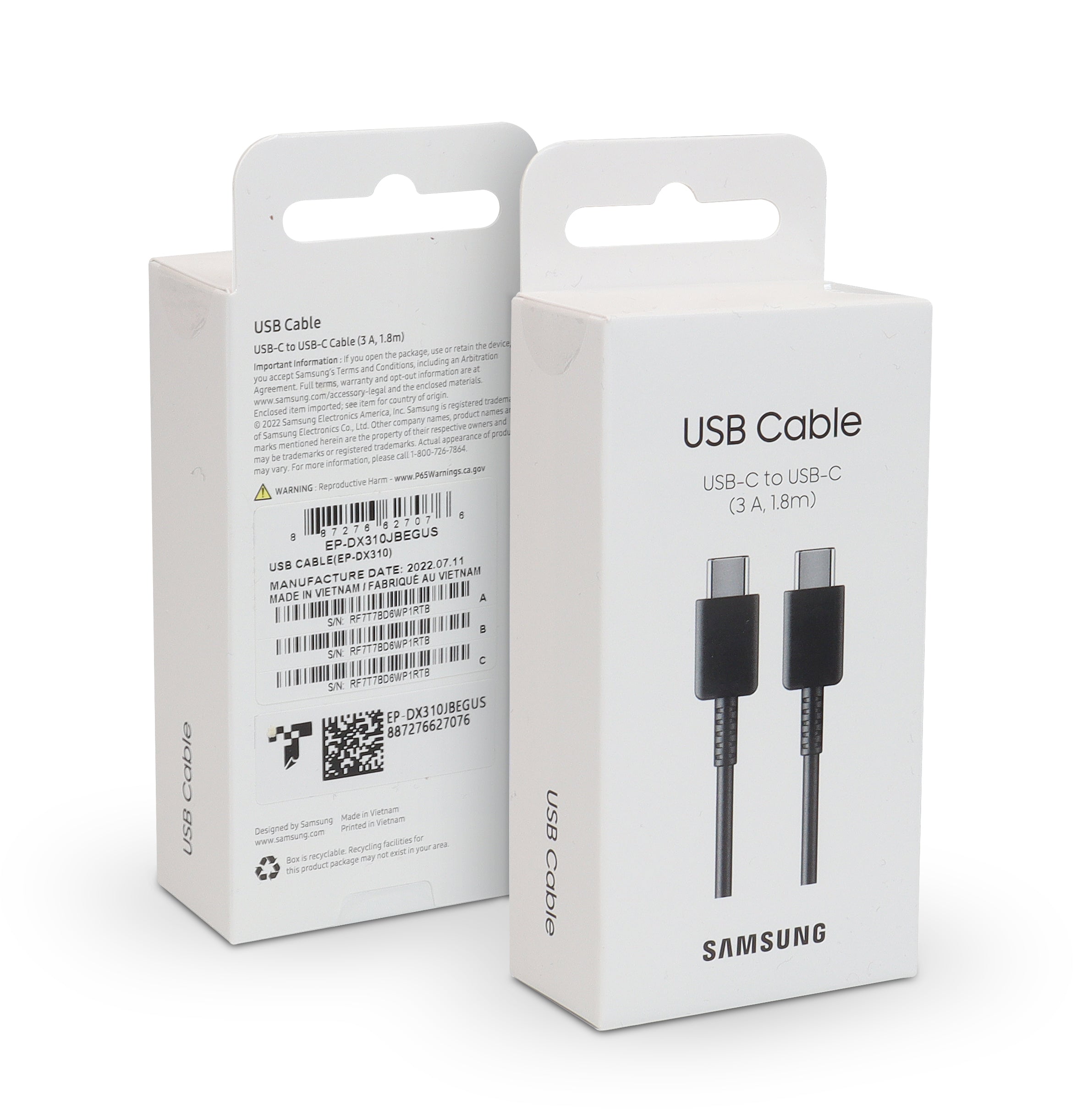 Samsung Type-C to Type-C Cable 6ft (3A), Black