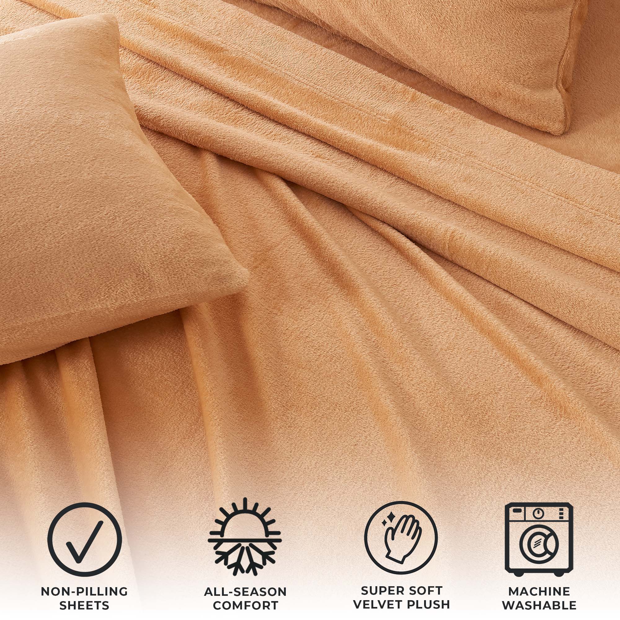 4-Piece Solid Jewel-Toned Plush Sheet - Velvet Luxe Collection