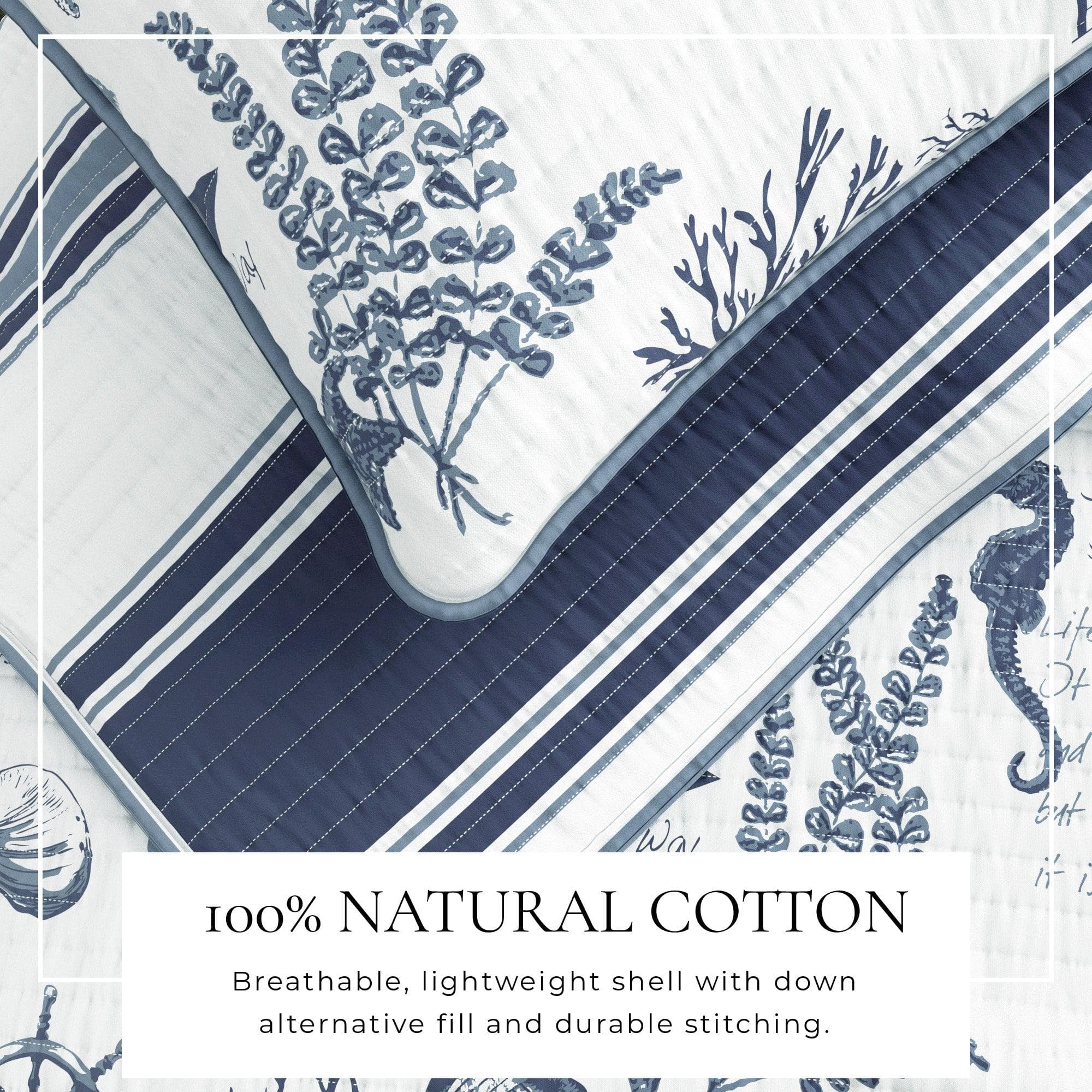 Coastal Printed Cotton Quilt Set - Calypso Collection