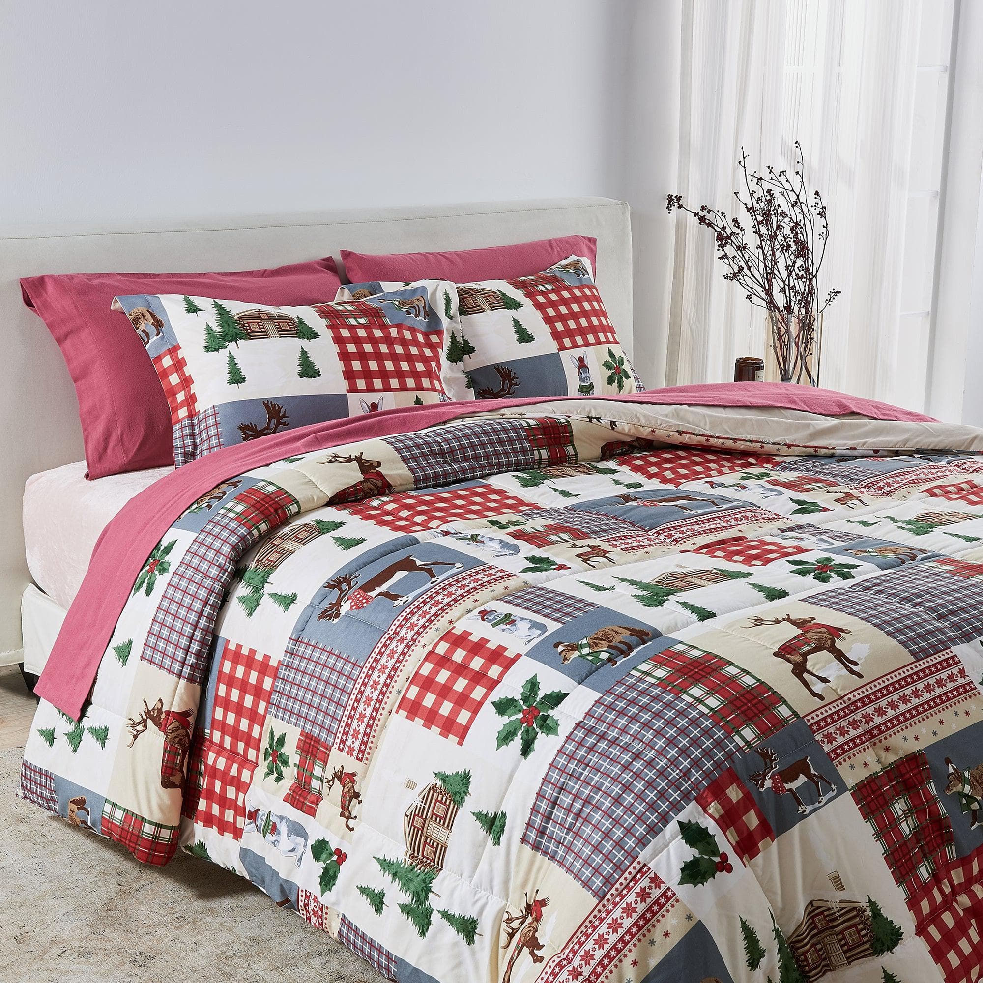 Reversible Christmas Comforter and Sham Set - Holiday / Lodge Odette Collection