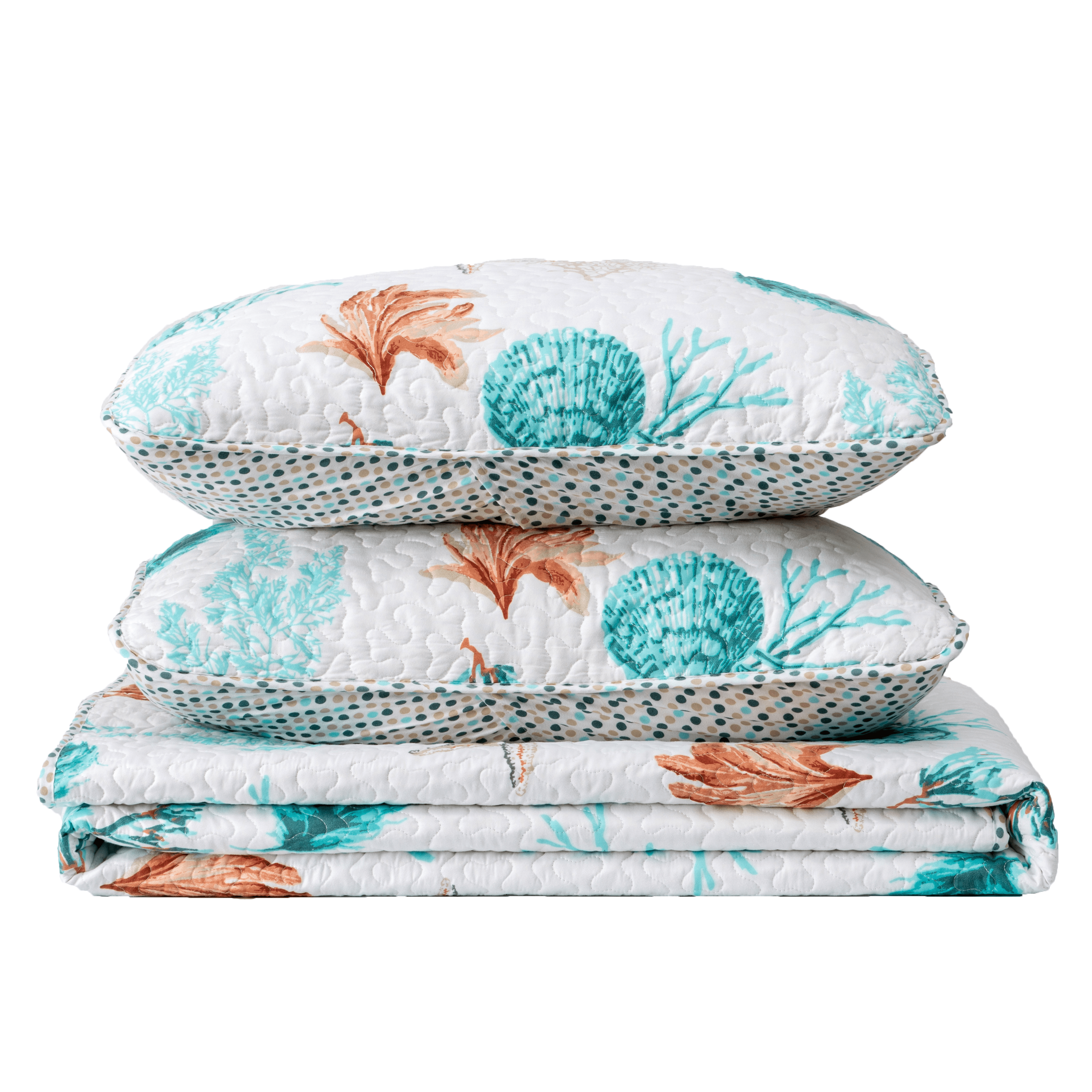 Reversible Coral Quilt Set - Key West Collection