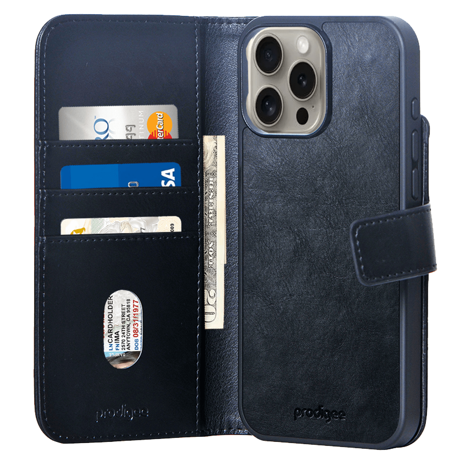 Prodigee - Folio Magsafe Wallet Case For Apple Iphone 16 Pro Max - Black