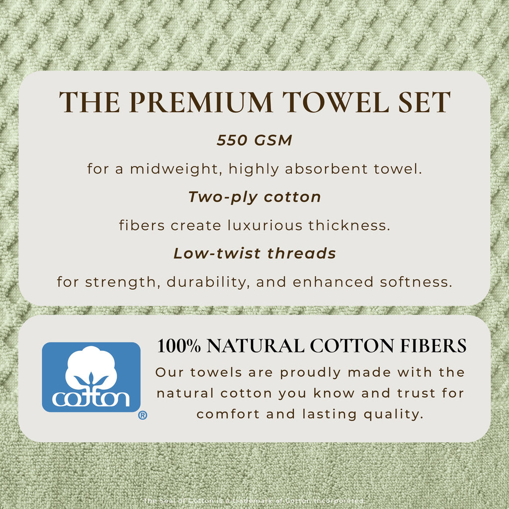 Cotton Diamond Waffle Weave Bath Towel Set - Grayson Collection
