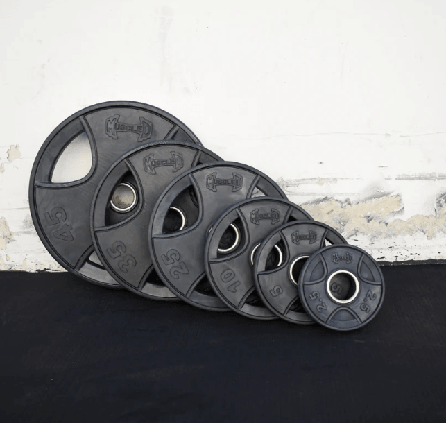 Stainless Bushing Bar and Olympic Rubber Weight Plate Sets