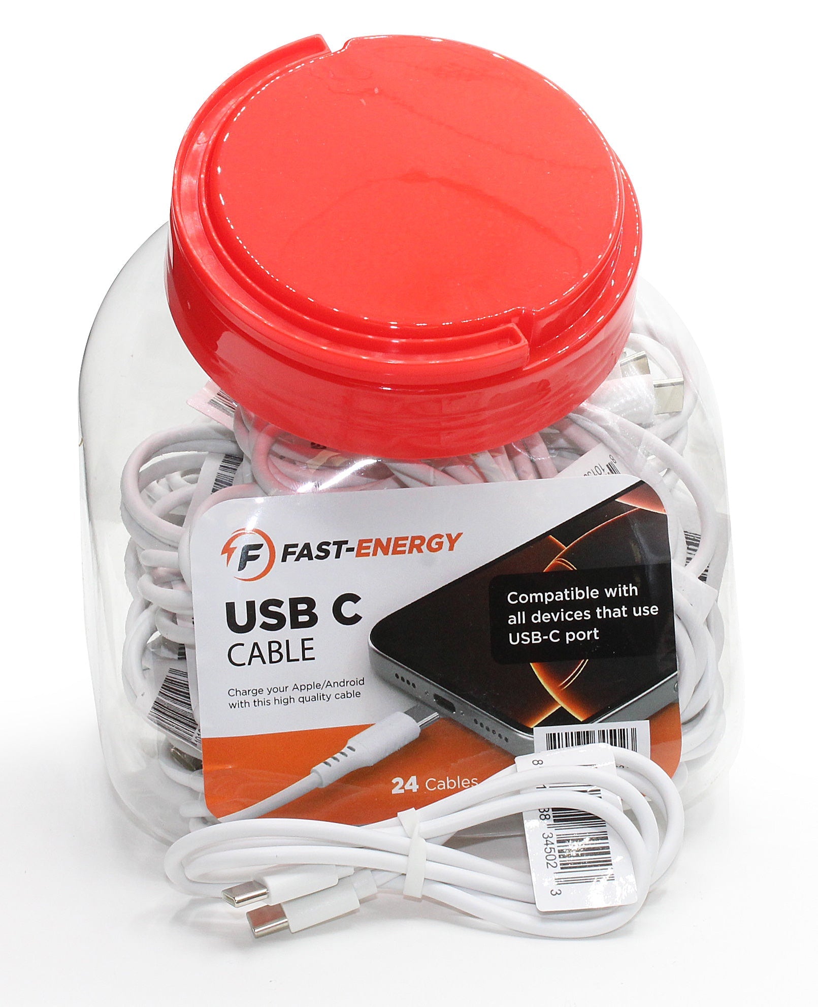 Fast Energy TYPE C To C 3 ft Cable - Display Jar { 24 cables}