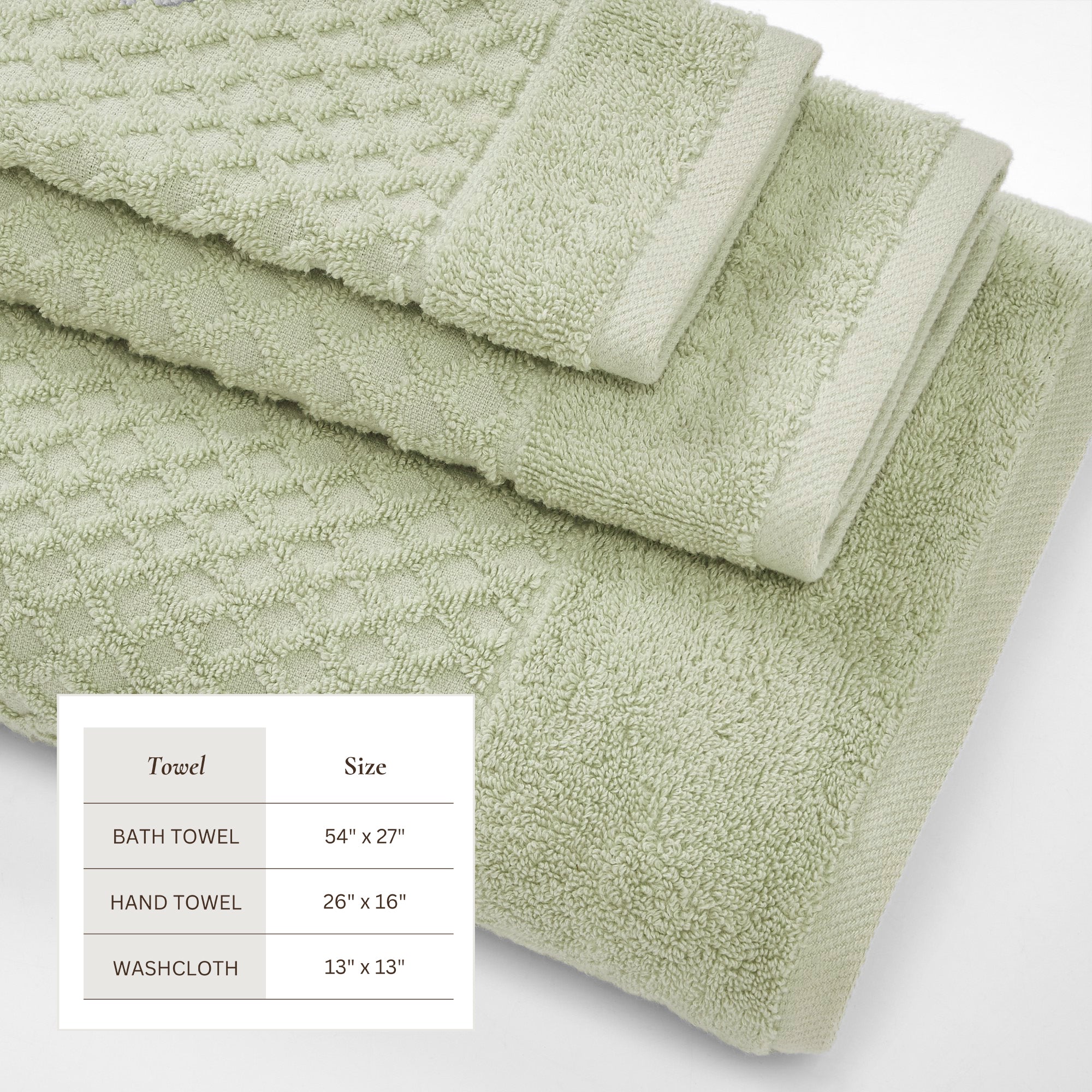 Cotton Diamond Waffle Weave Bath Towel Set - Grayson Collection